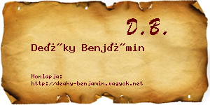Deáky Benjámin névjegykártya