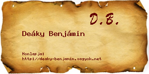 Deáky Benjámin névjegykártya